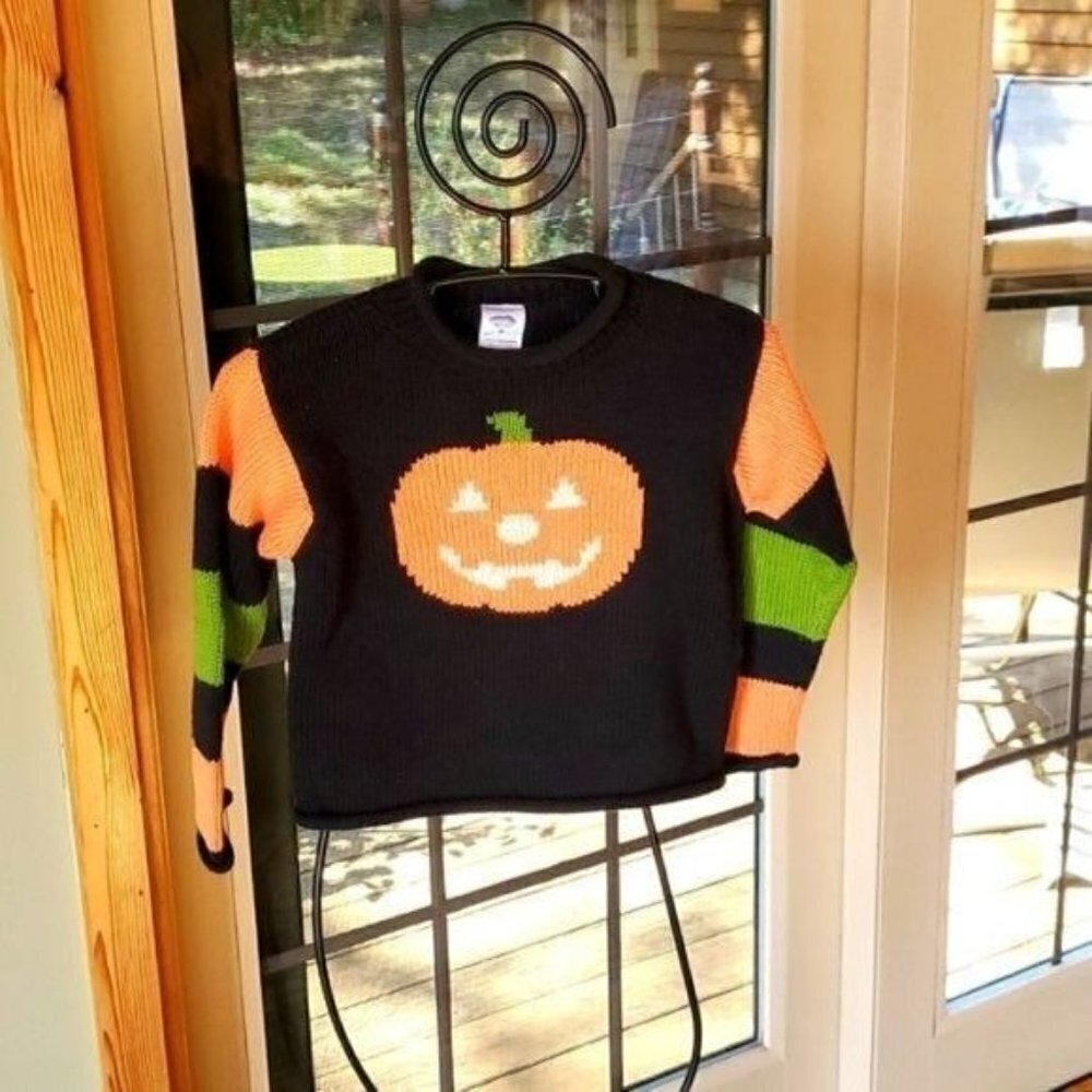 Mulberry Bush Peruvian Hand Loomed Autumn Fall Pumpkin Halloween‎ Sz 5 Sweater